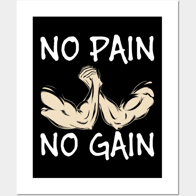 No pain no gain - Crazy gains - Nothing beats the feeling of power that weightlifting, powerlifting and strength training it gives us! A beautiful vintage design representing body positivity! Wall Art by Crazy Collective